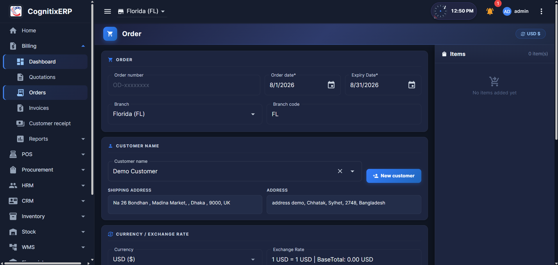 Billing Sales Orders list page