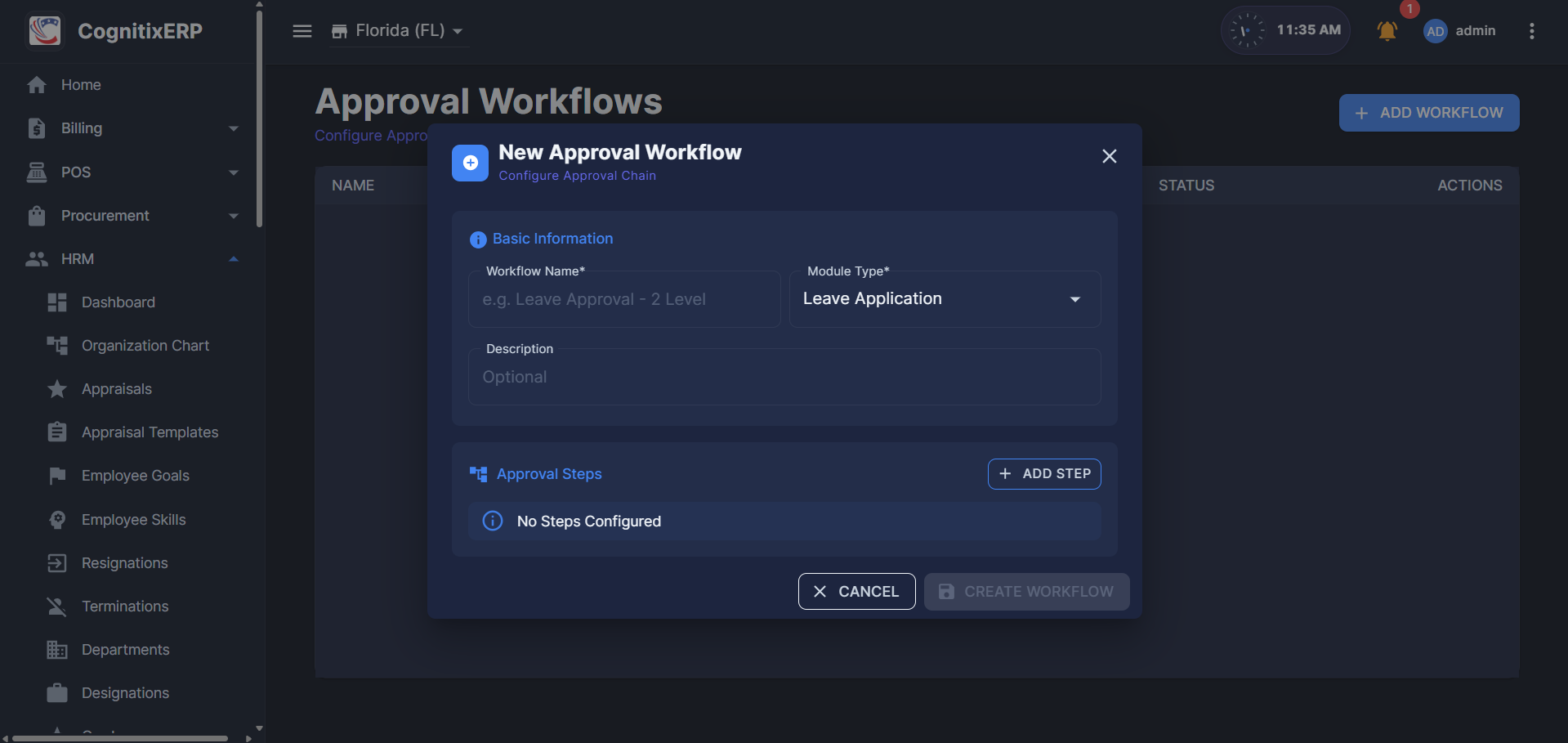 HRM Approval Workflows configuration