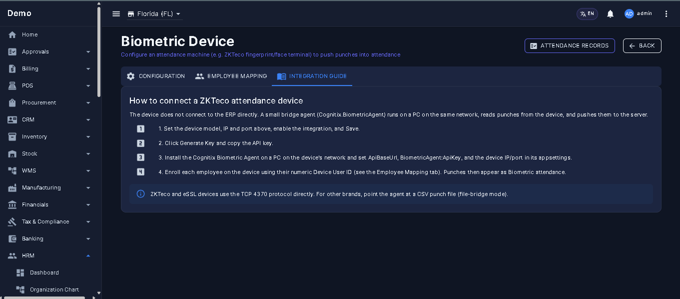 Biometric agent integration steps