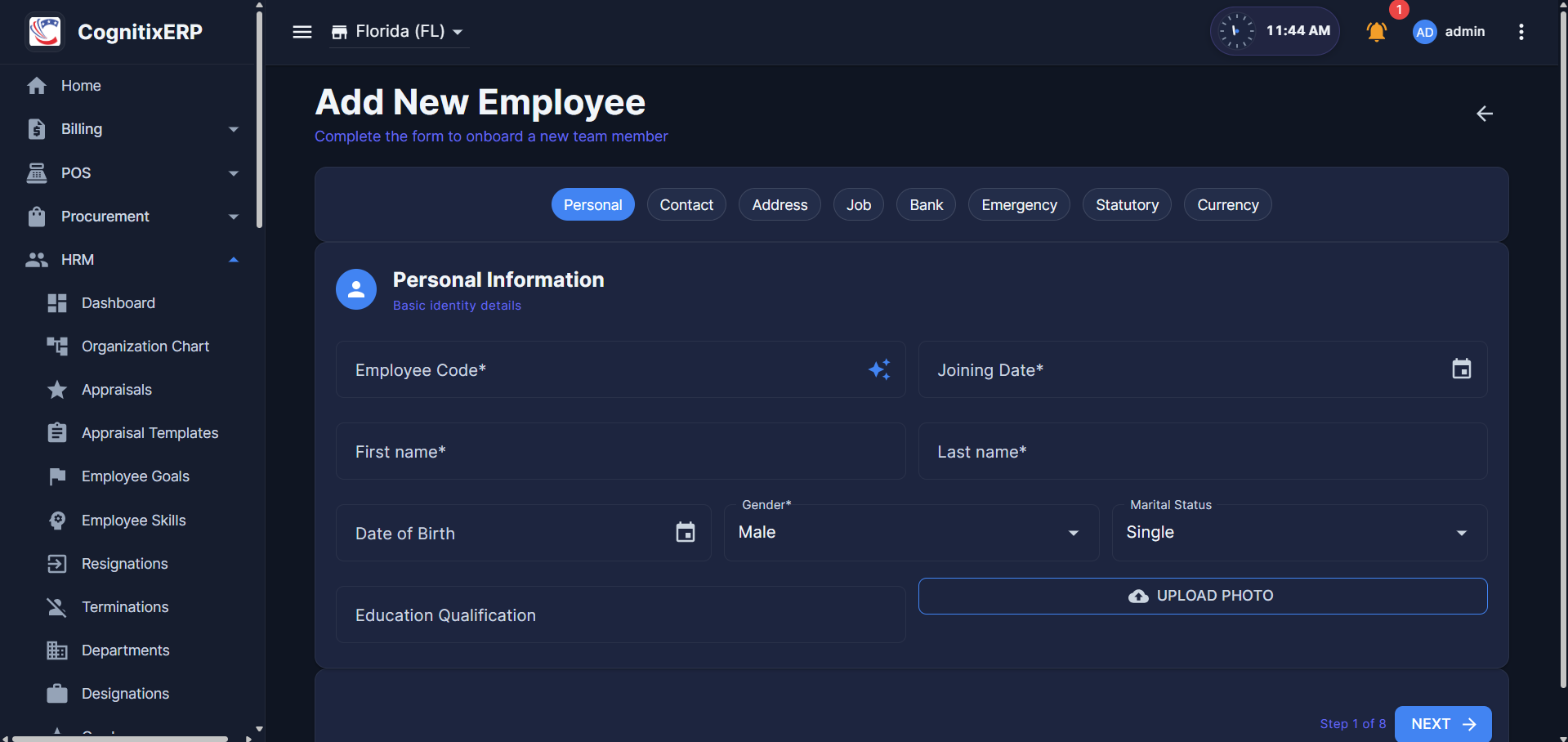 HRM Employee registration form