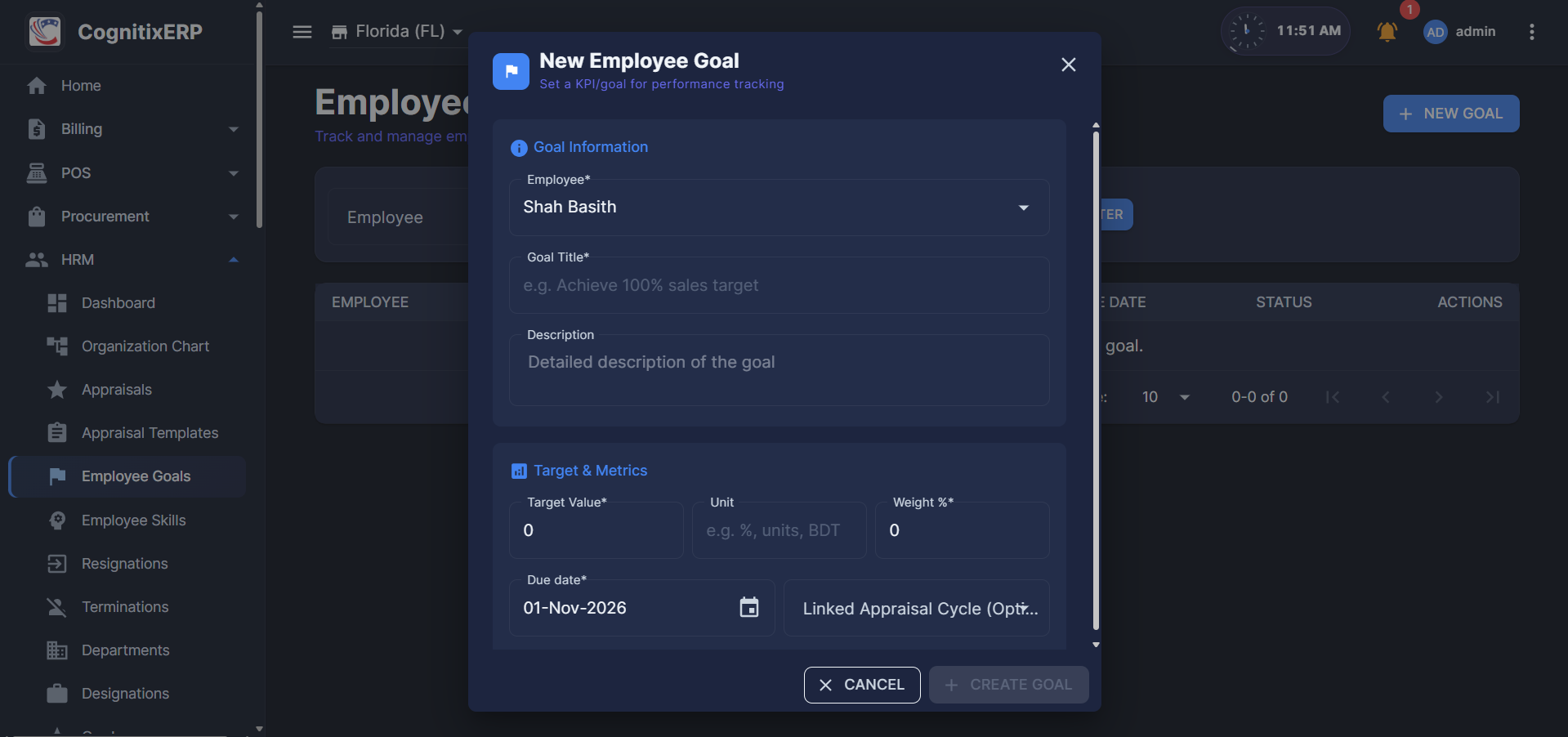 HRM Goals page