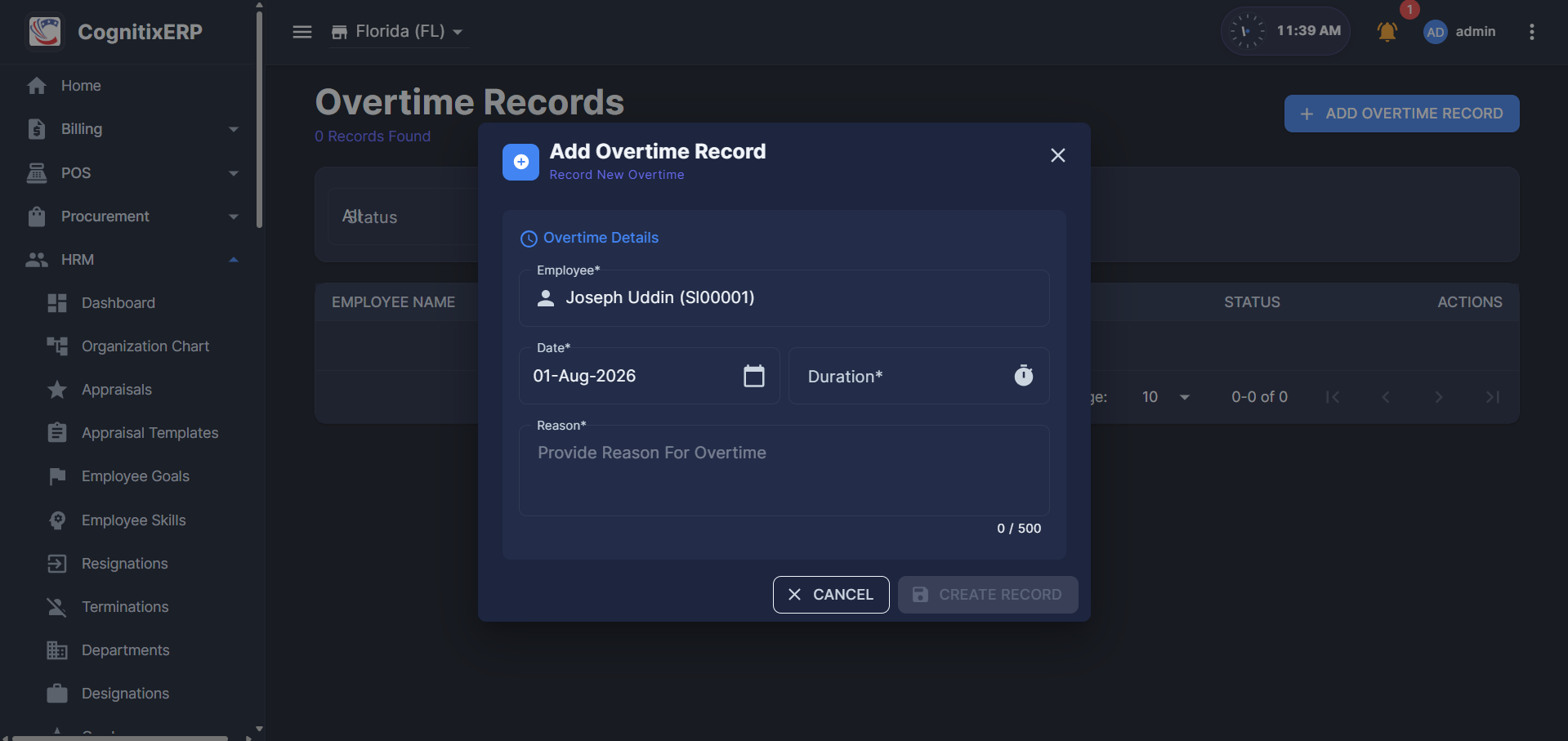 HRM Overtime Policies page