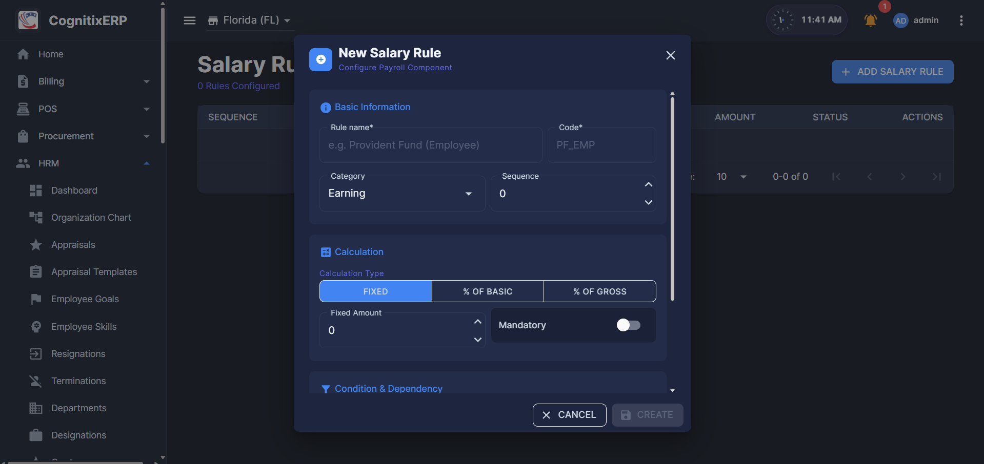 HRM Salary Rules page