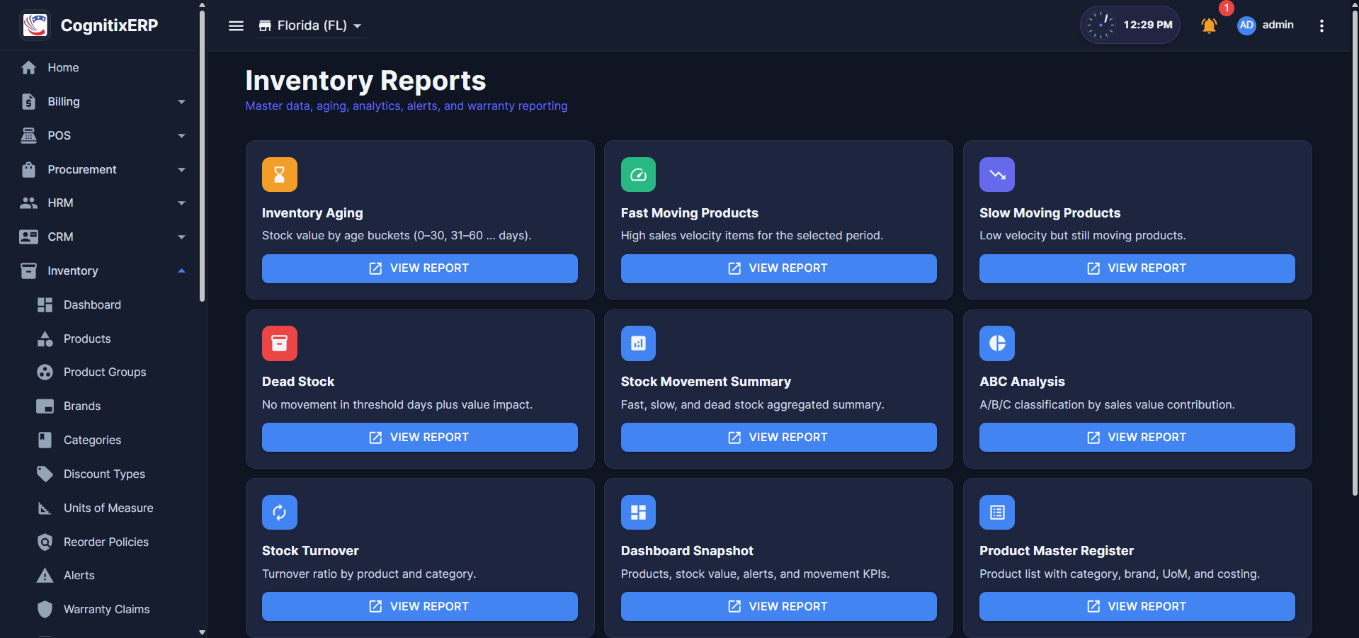 Inventory Reports and analytics hub